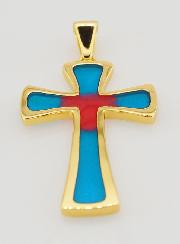 Pendente Croce 4cm - Blu e Rosso