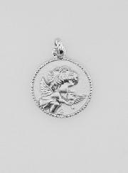 Medaglia Angelo Custode e Colomba in Argento - 12 mm