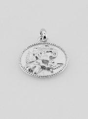 Medaglia Angelo Custode e Colomba in Argento - 12 mm