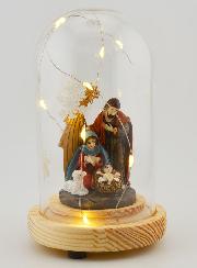 Natività Luminosa Sotto Campana di Vetro - 13cm