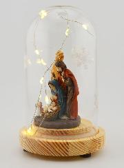 Natività Luminosa Sotto Campana di Vetro - 13cm