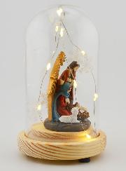 Natività Luminosa Sotto Campana di Vetro - 13cm