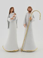 Statua Sacra Famiglia Moderna Bianca e Oro - 12cm