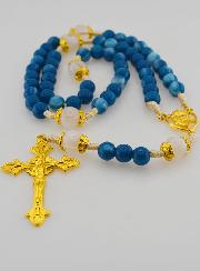 Rosario Ex Voto con Perle in Vetro - Blu