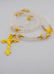 Rosario Ex Voto con Perle in Vetro - Bianco