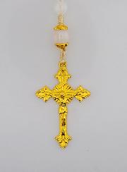 Rosario Ex Voto con Perle in Vetro - Bianco