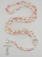 Rosario Medaglia Miracolosa in Ceramica - Rosa
