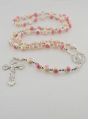 Rosario Medaglia Miracolosa in Ceramica - Rosa