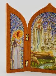 Icona Trittico di Lourdes in Legno