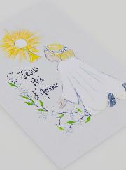Cartolina di Comunione Femmina Comunicante Gesù Re d'Amore