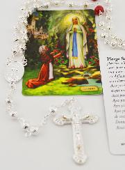 Rosario di Lourdes in Perle Ricamate e Rosa