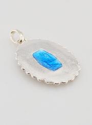 Medaglia Santa Vergine Maria in Argento e Smalto Blu - 30mm