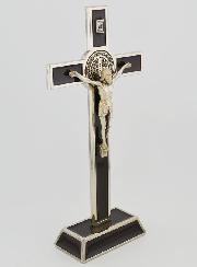 Crocifisso di San Benedetto su Base - 20cm - Metallo Marrone