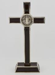 Crocifisso di San Benedetto su Base - 20cm - Metallo Marrone