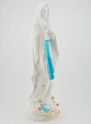 Statua Madonna di Lourdes col Rosario dorato - 30 cm