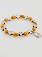 Bracciale Rosario Legno e Croce Argento