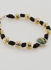 Bracciale Decina del Rosario Perle Traforate e Medaglietta di Lourdes