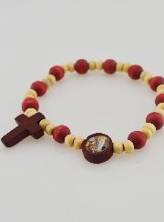 Bracciale Rosario in Legno 2 Toni - Medaglietta di Lourdes
