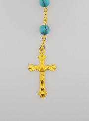 Rosario Perle Turchese e Catena d'Oro