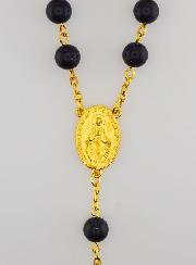 Rosario in Perle Stile Sodalite e Catena d'Oro